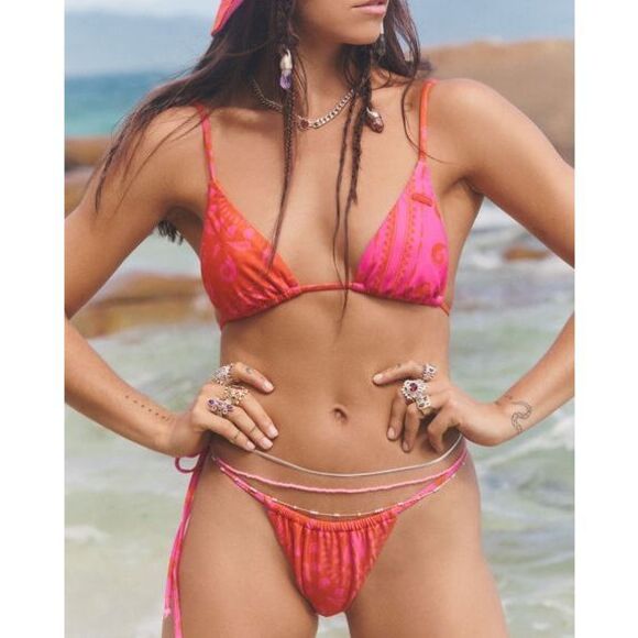 NWT Roxy Mimi MYSTIC SHELL TIKI TRI Bikini Top Sz L - Picture 1 of 9